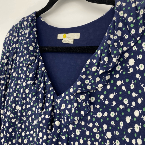 Boden Michaela Knit Jersey Dress Size 6 Daisy Floral Print Ruffles V-neck Casual - Picture 7 of 11